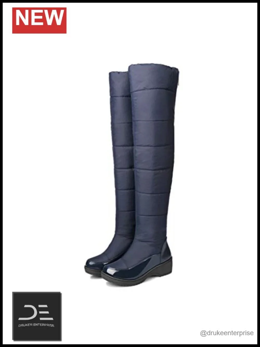 Women's Over Knee Snow Boots Waterproof Fur Lined Mid Heel Wide Calf Zip Winter